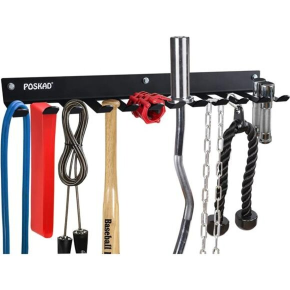 Gym Storage Rack,8 OR 12 Hook Heavy-Duty Steel Gym Organizer Wall Mount Hanger - Picture 1 of 6
